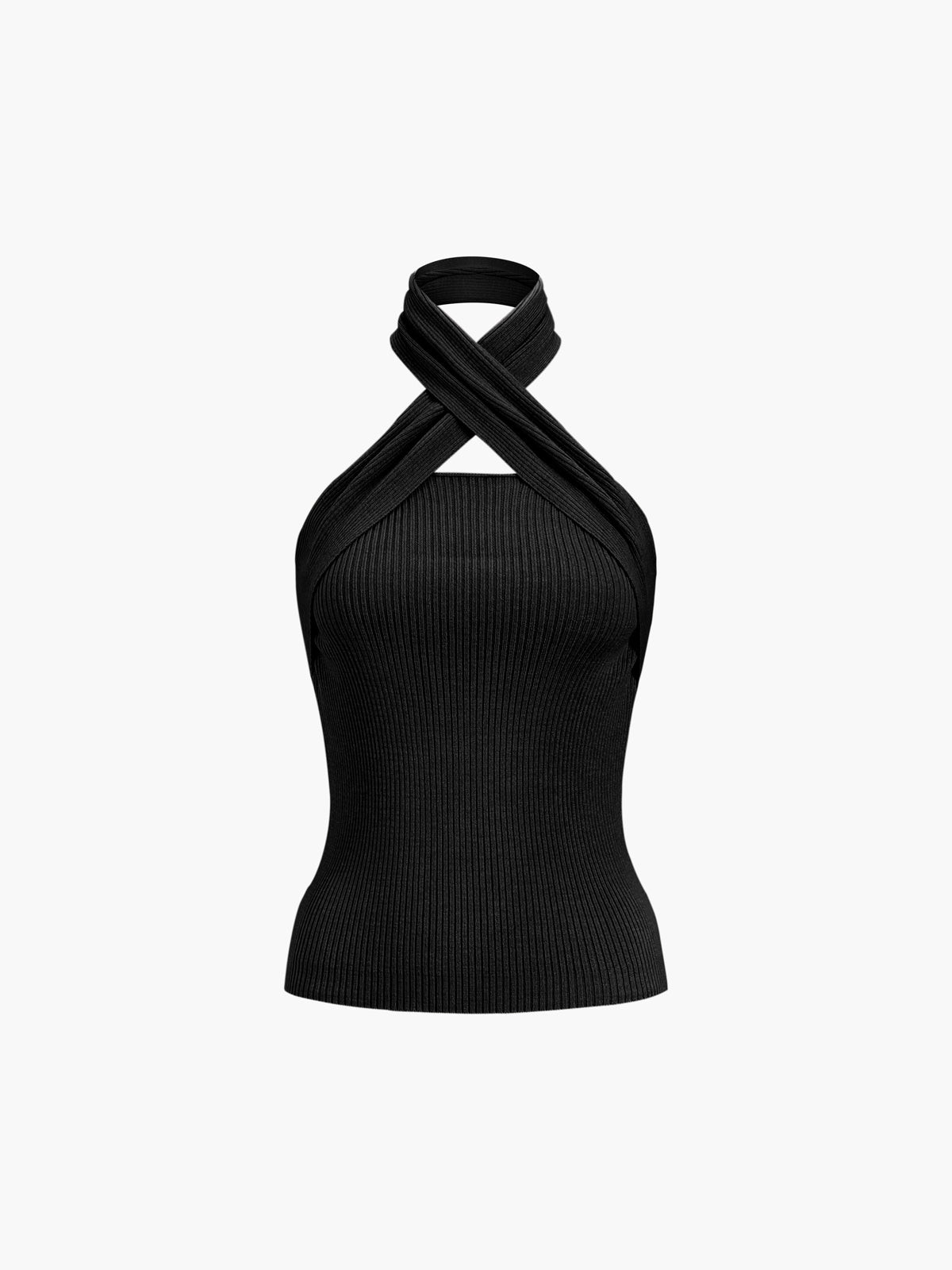 Haut en tricot côtelé marron avec licou