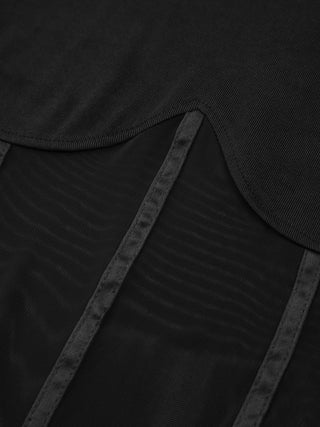 Mesh Combination Corset Long Sleeve Top