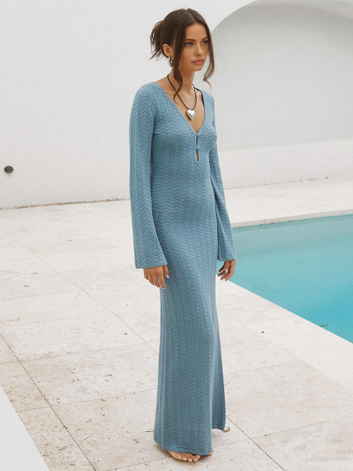 Eyelet Vacation Long Sweater Dress