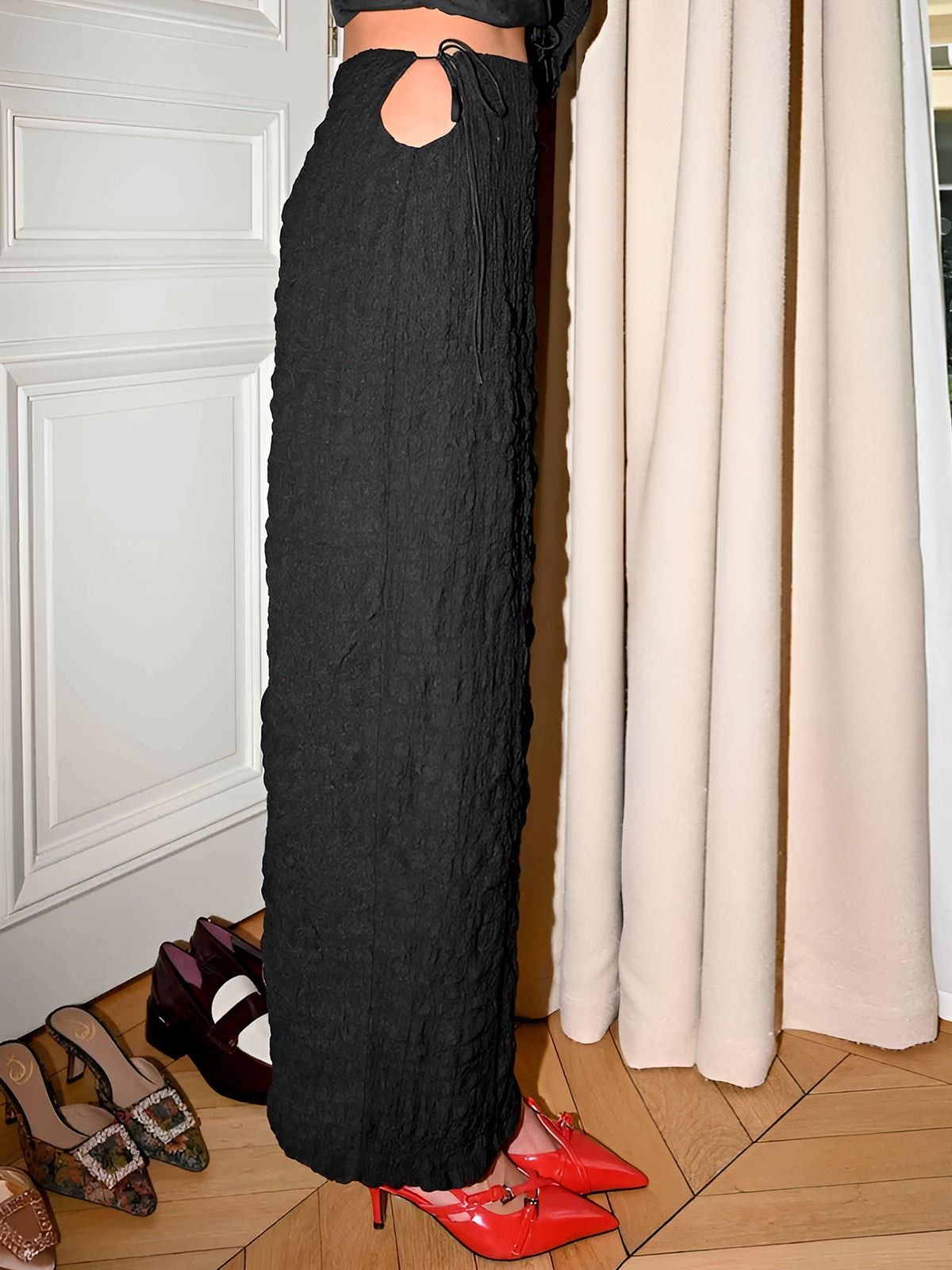 Chic Knotted Cutout Drawstring Skirt Set