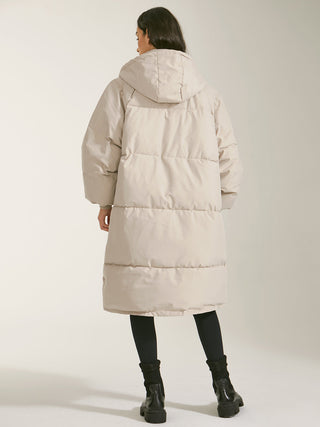 Manteau long matelassé à capuche