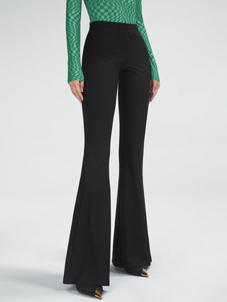 Pantalon évasé essentiel taille haute extensible