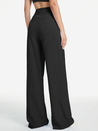 Pantalon large à taille haute et coupe décontractée