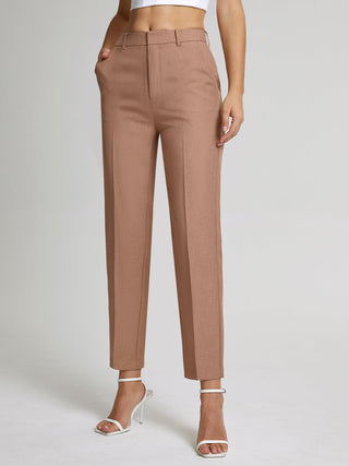 Pantalon taille haute skinny droit coupé court