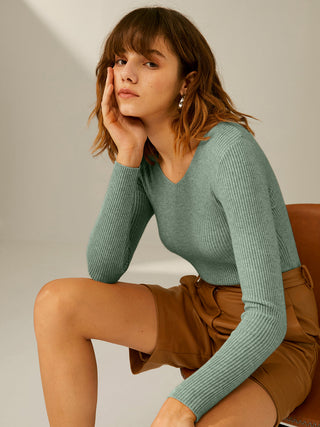 Clouds Ribbed Pullover Sweater