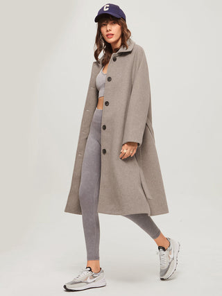 Manteau long ceinturé brossé