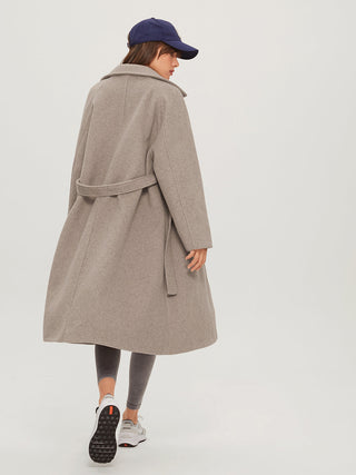 Brushed Belted Long Overcoat