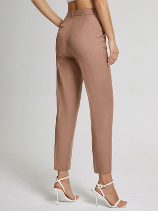 Pantalon taille haute skinny droit coupé court