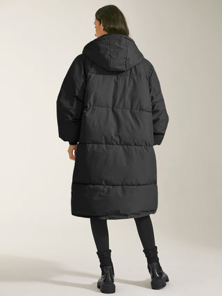 Manteau long matelassé à capuche