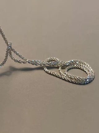 Rhinestone Decor Silver Plated Necklace