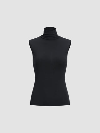 Turtleneck Sleeveless Tank Top