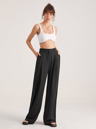 Pantalon taille haute plissé oversize