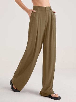 Pantalon taille haute plissé oversize