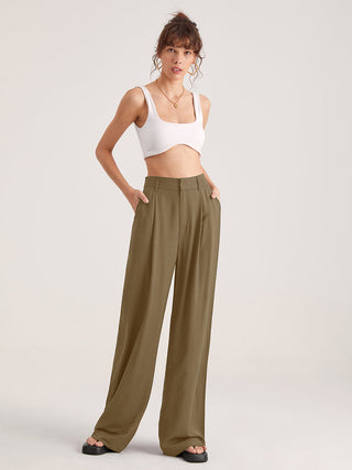 Pantalon taille haute plissé oversize