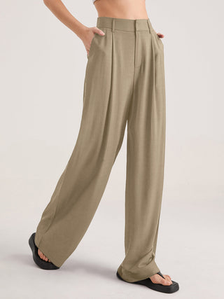 Pantalon taille haute plissé oversize