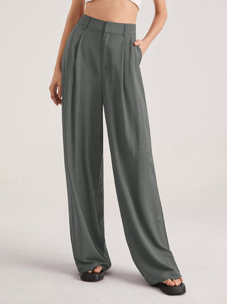 Pantalon taille haute plissé oversize