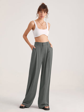 Pantalon taille haute plissé oversize