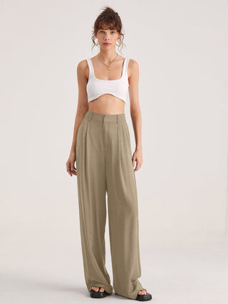 Pantalon taille haute plissé oversize