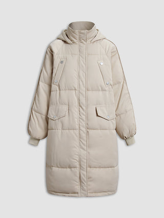 Manteau long matelassé à capuche