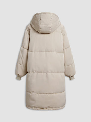 Manteau long matelassé à capuche