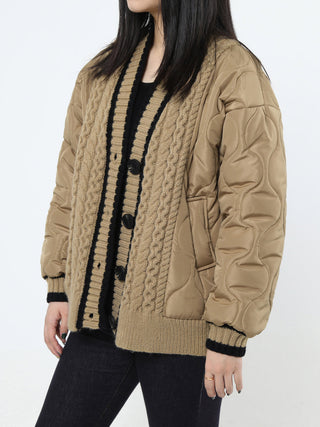 Manteau cardigan d'hiver matelassé tressé