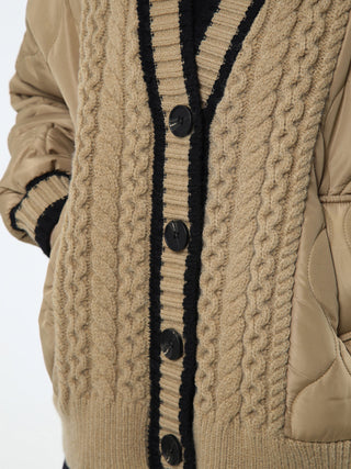 Manteau cardigan d'hiver matelassé tressé