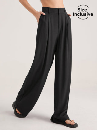 Pantalon taille haute plissé oversize