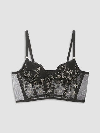 Haut corset court en dentelle en maille florale