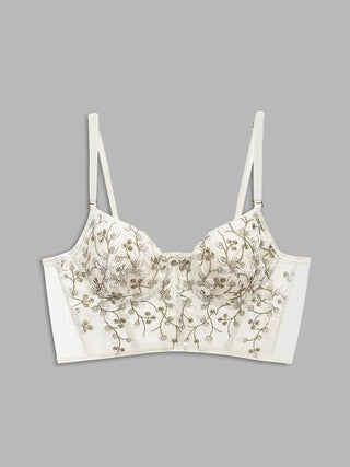 Haut corset court en dentelle en maille florale