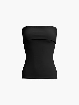 Zip Down Overfold Strapless Tube Top