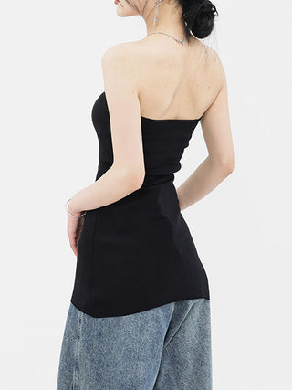 Asymmetrical Slit Strapless Top