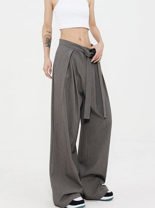 Pantalon large plissé à taille haute et longueur cheville