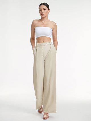 Pantalon large à taille haute et coupe décontractée