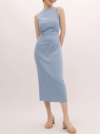 Silent Sea Boat Neck Midi Dress