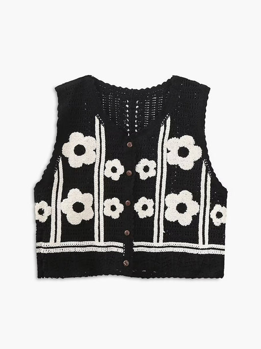 Veste en crochet floral