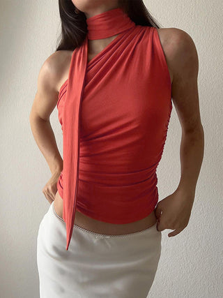 Haut asymétrique à col halter