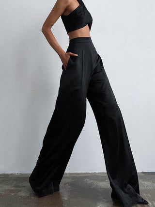 Oversized Satin Wide Leg Dress Pants