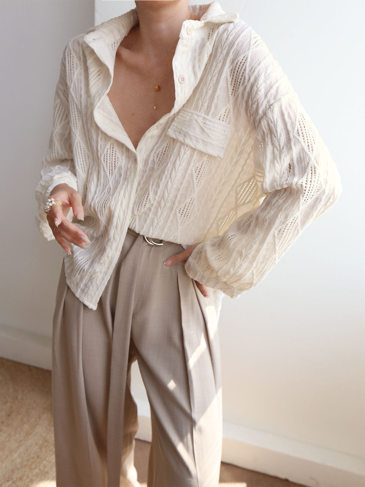 Chemise en tricot à câble surdimensionnée