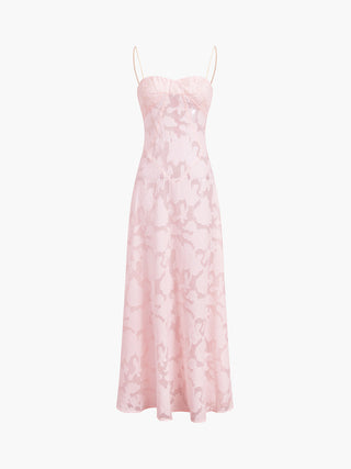 Robe longue en maille semi-transparente à motif floral Rosalia