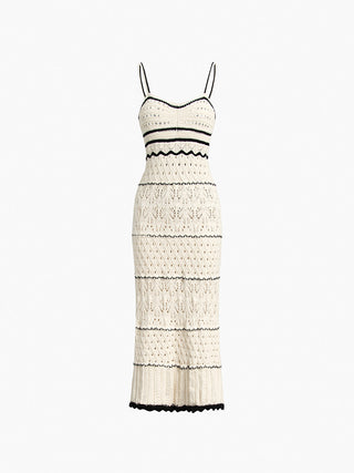 Robe midi en crochet à œillets transparents Paros