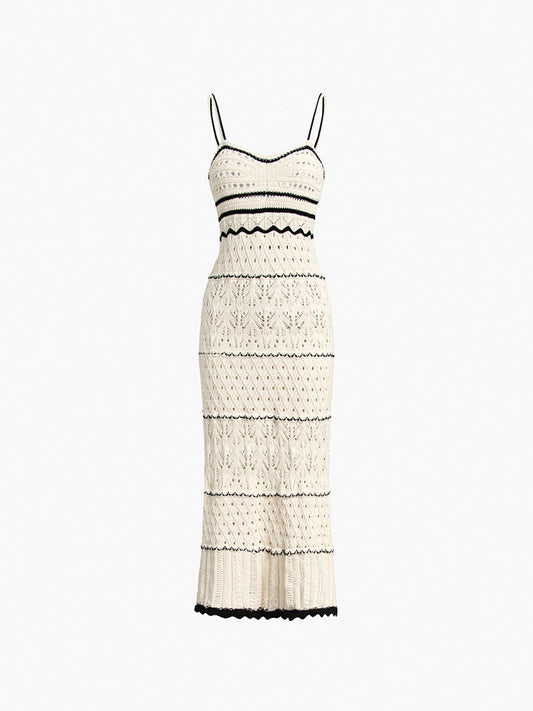 Paros Crochet Eyelet See Through Midi Dress