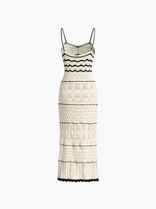 Robe midi en crochet à œillets transparents Paros