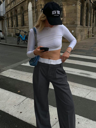 Pantalon à jambe large réversible avec ceinture détachable