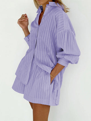 Cloud Nine Pinstripe See Through Two Piece Shorts Set