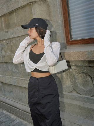 Cache-cœur Crop Top en Tricot