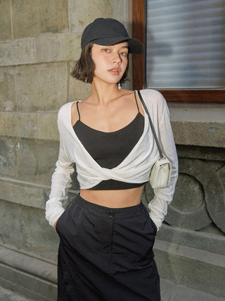 Cache-cœur Crop Top en Tricot