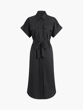 Robe midi à poches et col polo