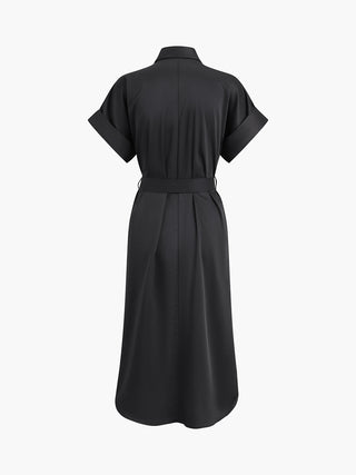 Robe midi à poches et col polo