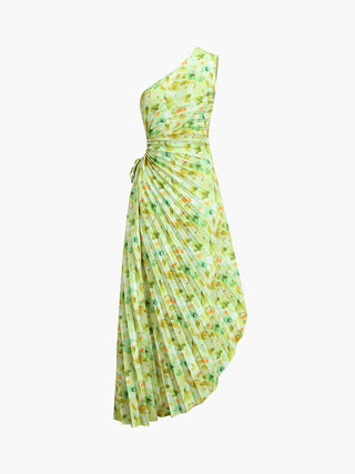 Robe midi plissée à fleurs et à fermeture éclair Greeness