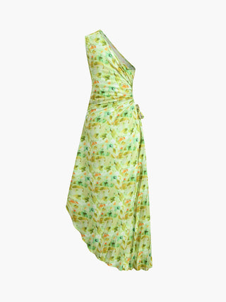 Robe midi plissée à fleurs et à fermeture éclair Greeness